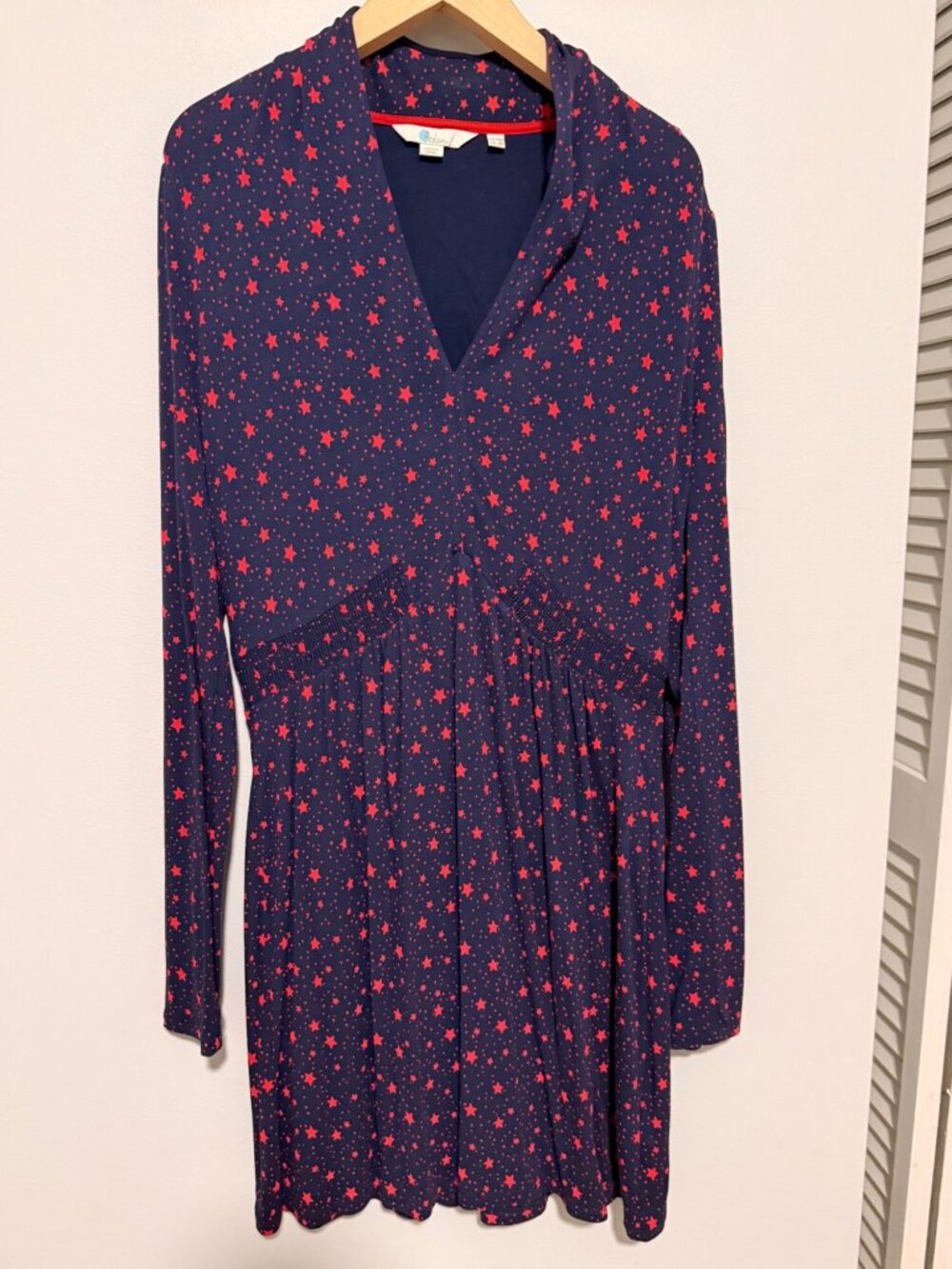 Boden Navy Red Star Print Shirt Dress Tunic UK 12R US 8R
